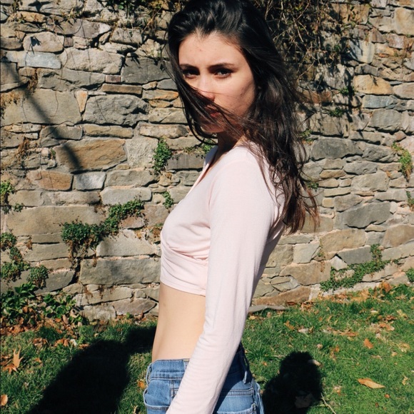 Forever 21 // Light Pink Long Sleeve Wrap Top - Picture 3 of 5